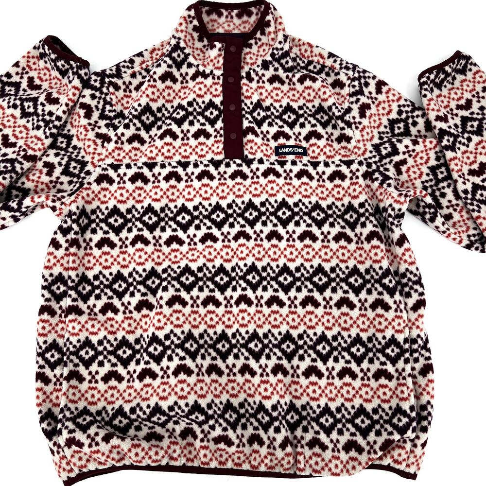 Lands End Womens Heritage Fleece Aztec Southwest Print size XL Preowned